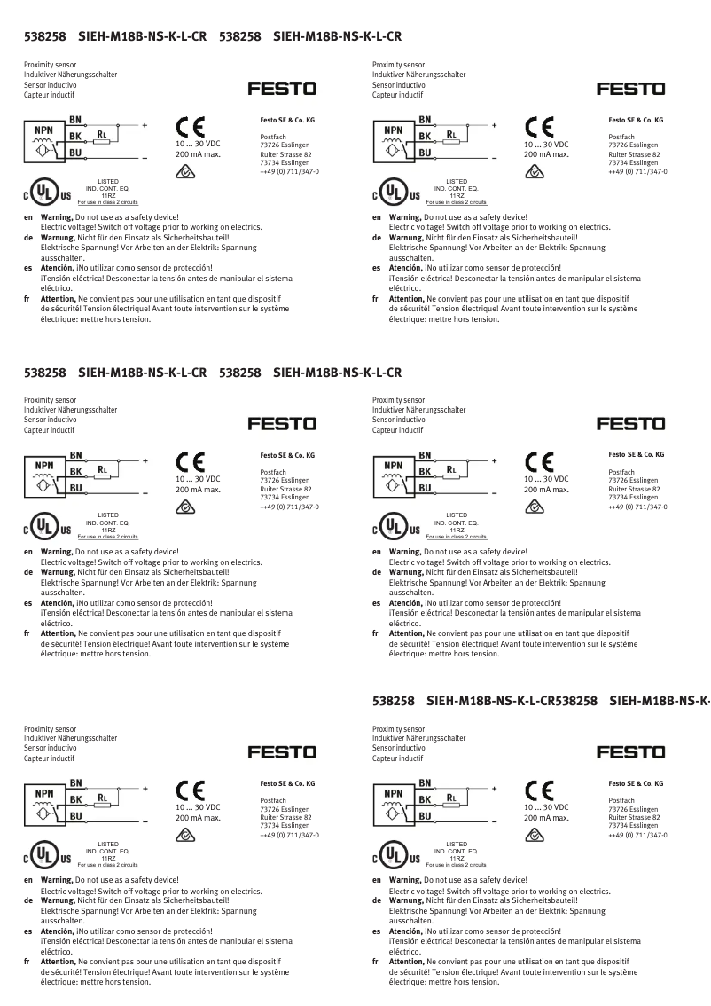 Image de la première page du manuel de l'appareil SIEH-M18B-NS-K-L-CR