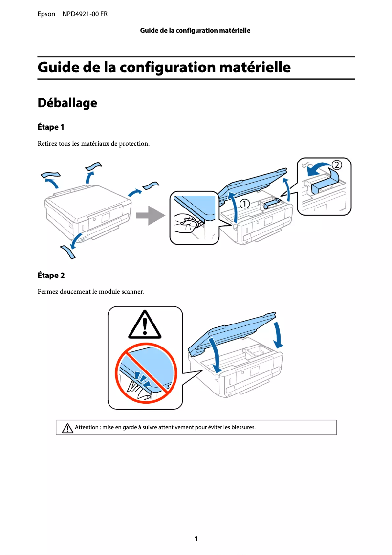 Page n°1 - Guide d'installation Epson Expression Premium XP-610
