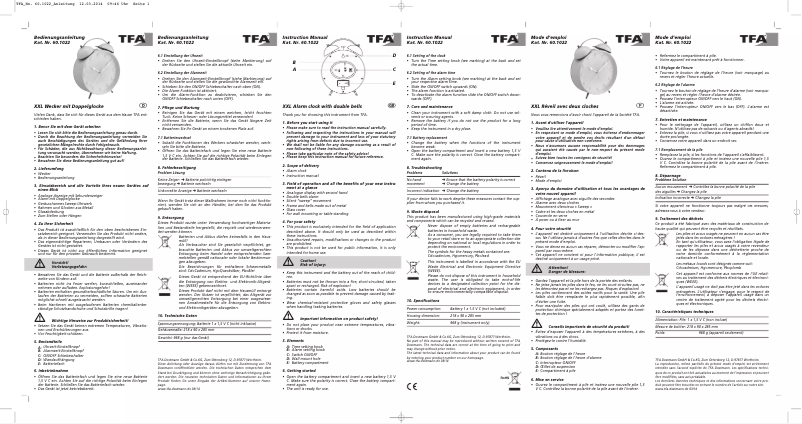 Page 1 de la notice Manuel utilisateur TFA 60.1022