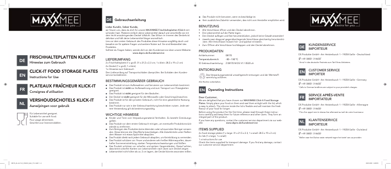 Page 1 de la notice Manuel utilisateur Maxxmee 08933