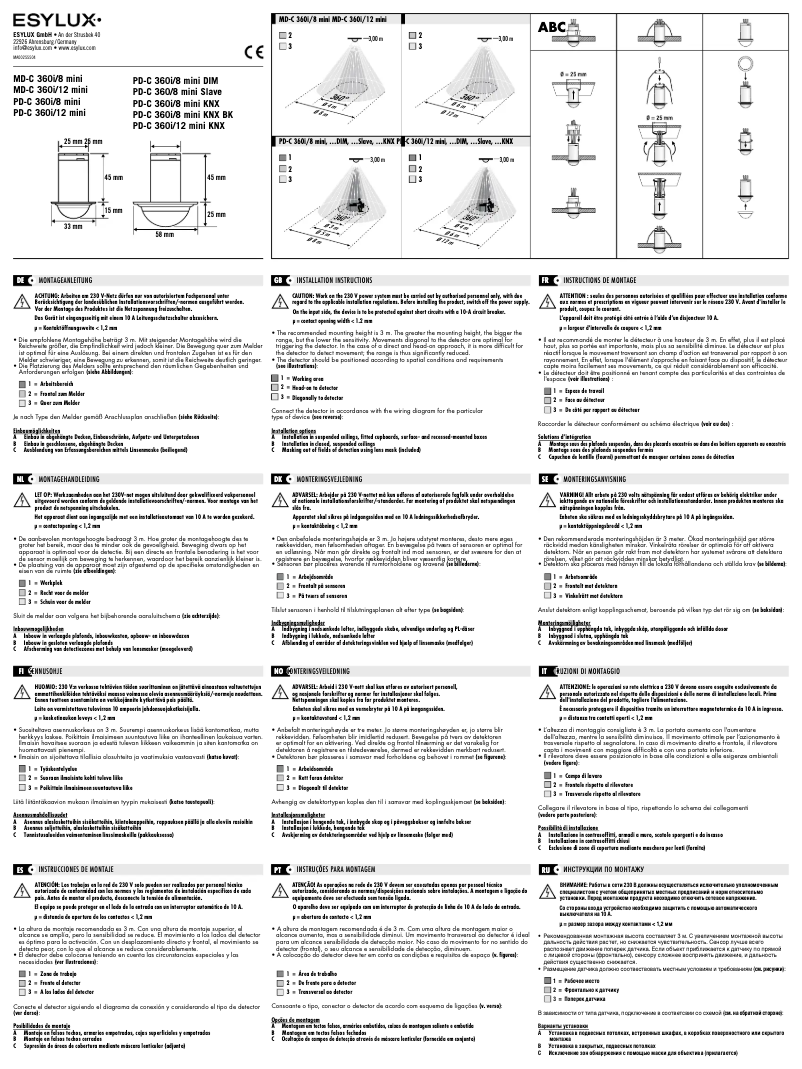 Page 1 de la notice Manuel utilisateur Esylux PD-C 360i/8 mini KNX