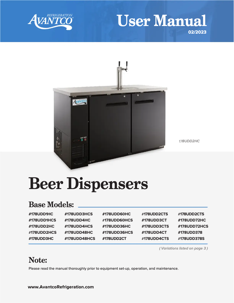 Page 1 de la notice Manuel utilisateur Avantco UDD-3-HC-S