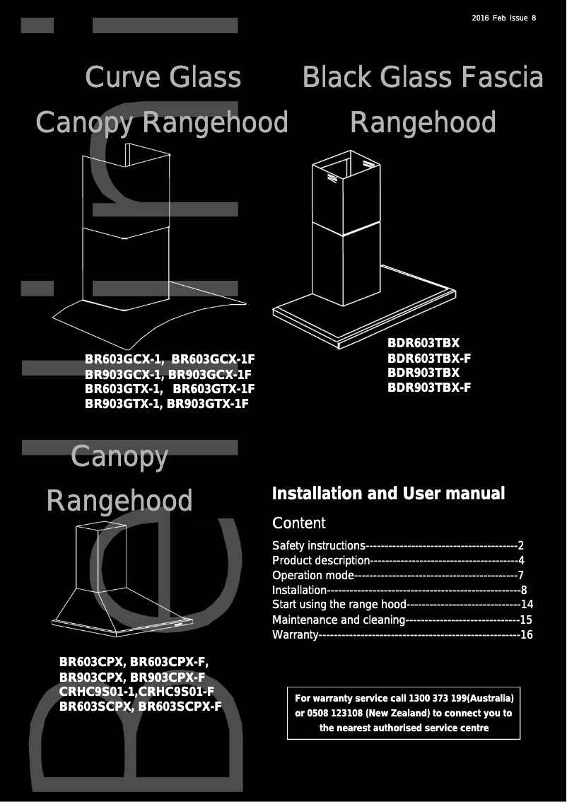 Page n°1 - Manuel utilisateur Bellini BR903CPX