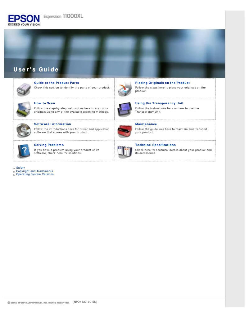Page 1 de la notice Manuel utilisateur Epson Expression 11000XL
