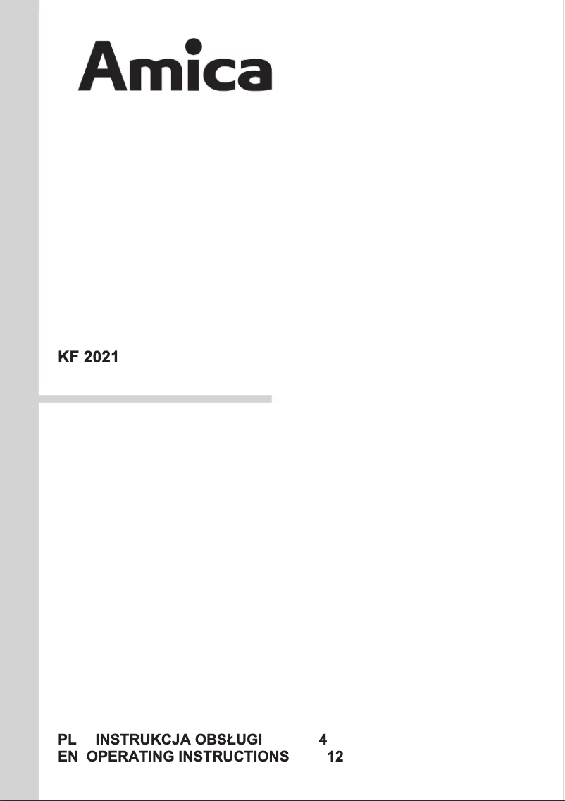 Page 1 de la notice Manuel utilisateur Amica KF2021