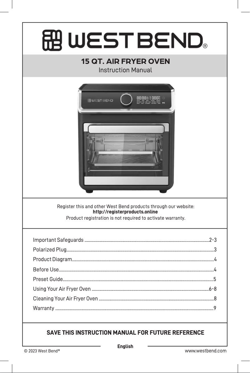 Page n°1 - Manuel utilisateur WestBend AFWB15BK13