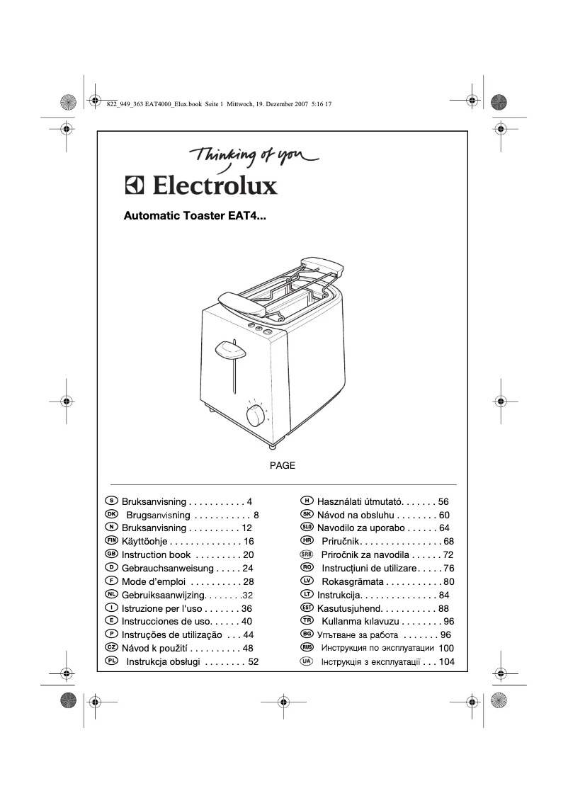 Image de la première page du manuel de l'appareil EAT 4040