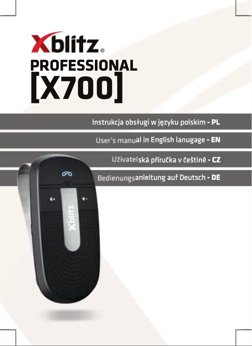 Page 1 de la notice Manuel utilisateur Xblitz X700