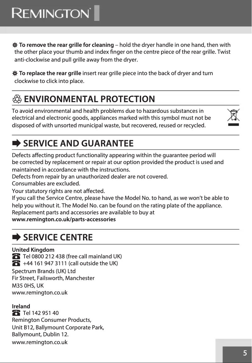 Page 1 of the manual User Manual Remington AC5099