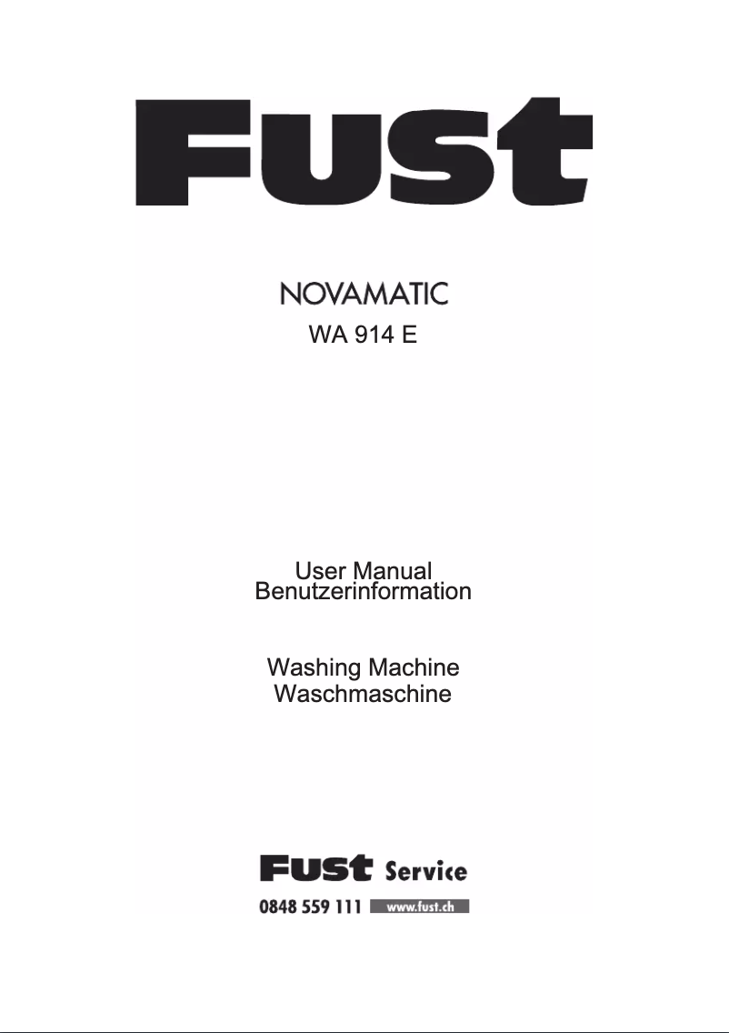 Page 1 de la notice Manuel utilisateur Fust Novamatic WA 914 E