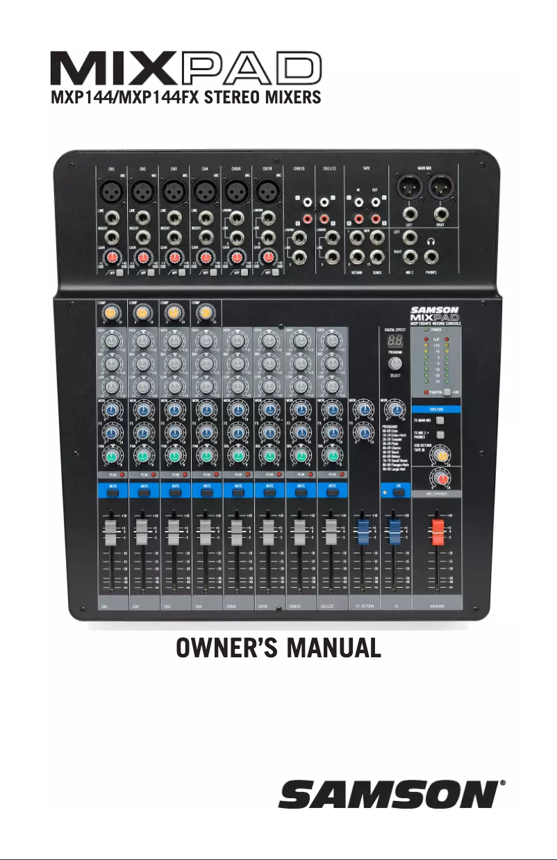 Page 1 de la notice Manuel utilisateur Samson MixPad MXP144FX