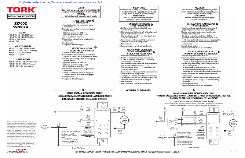 Page n°1 - Manuel utilisateur Tork SS700ZA