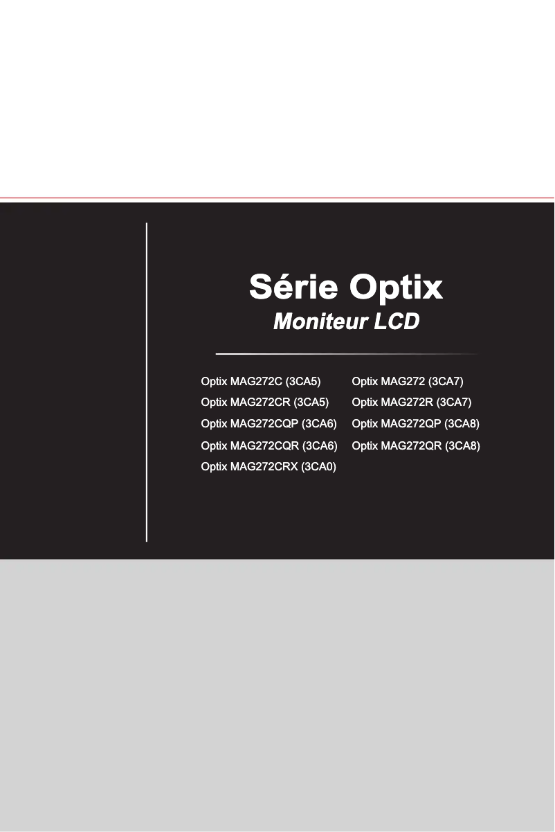 Page 1 de la notice Manuel utilisateur MSI Optix MAG272QR