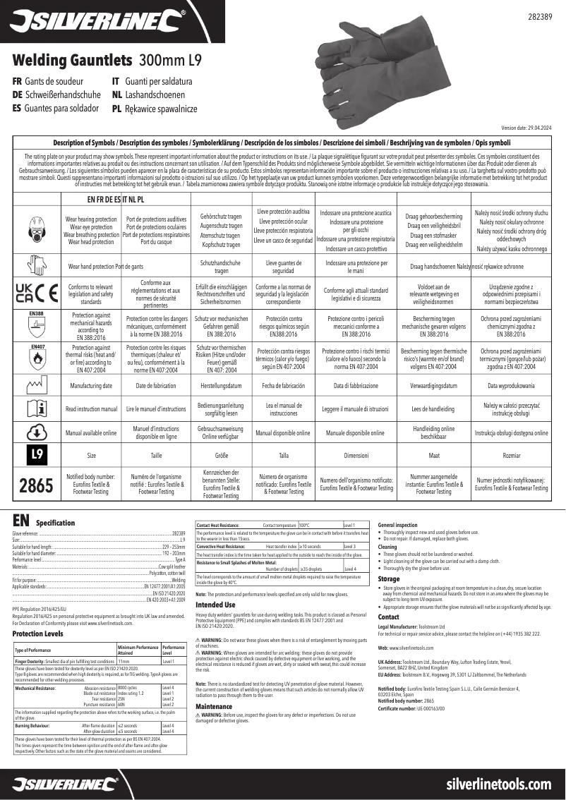 Page 1 de la notice Manuel utilisateur Silverline 282389