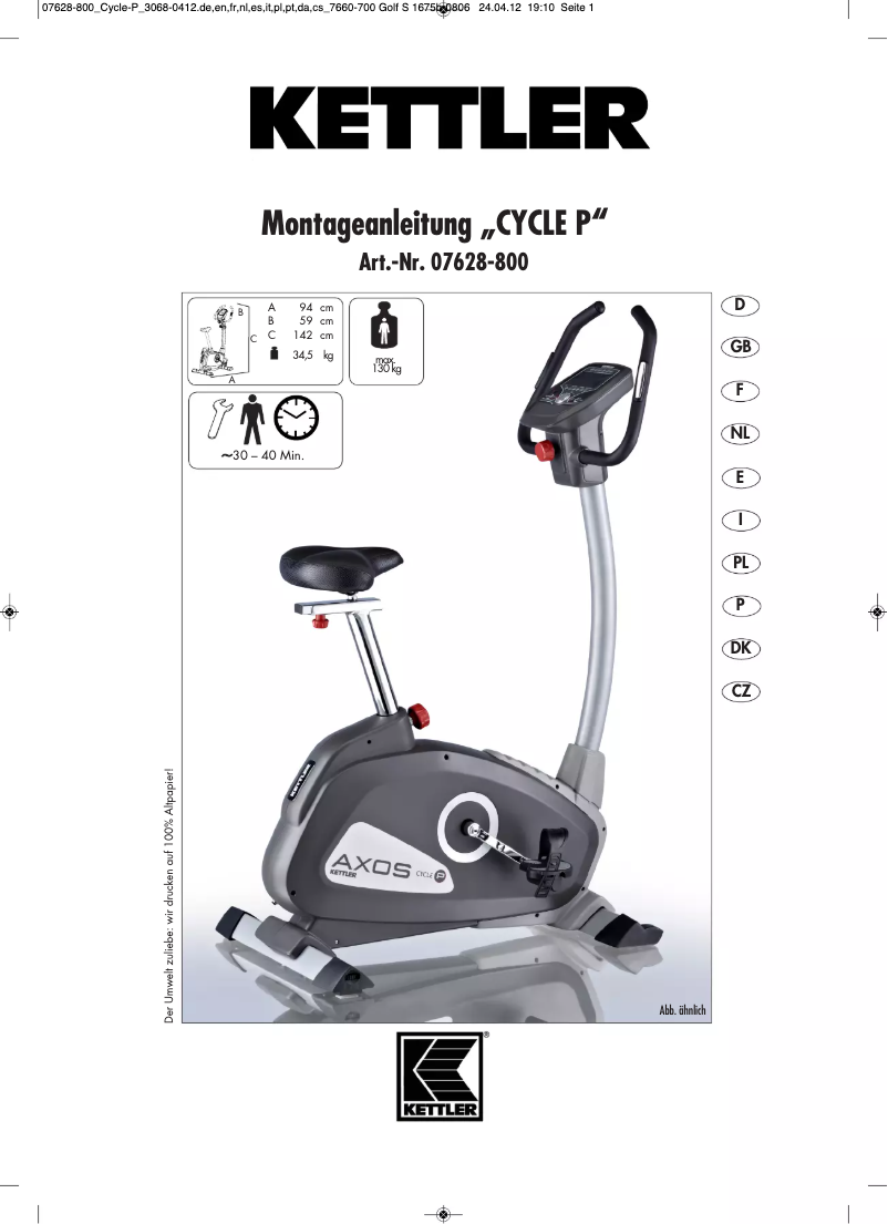 Image de la première page du manuel de l'appareil Axos Cycle P