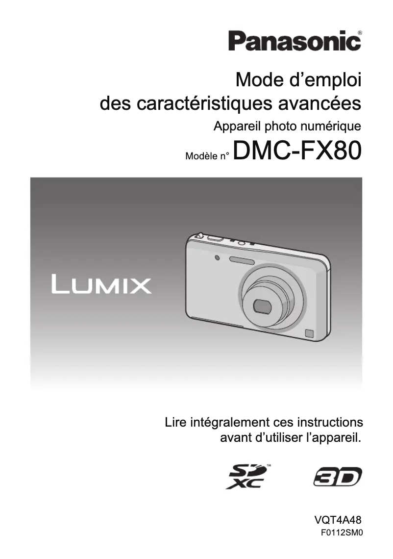 Image de la première page du manuel de l'appareil Lumix DMC-FX80