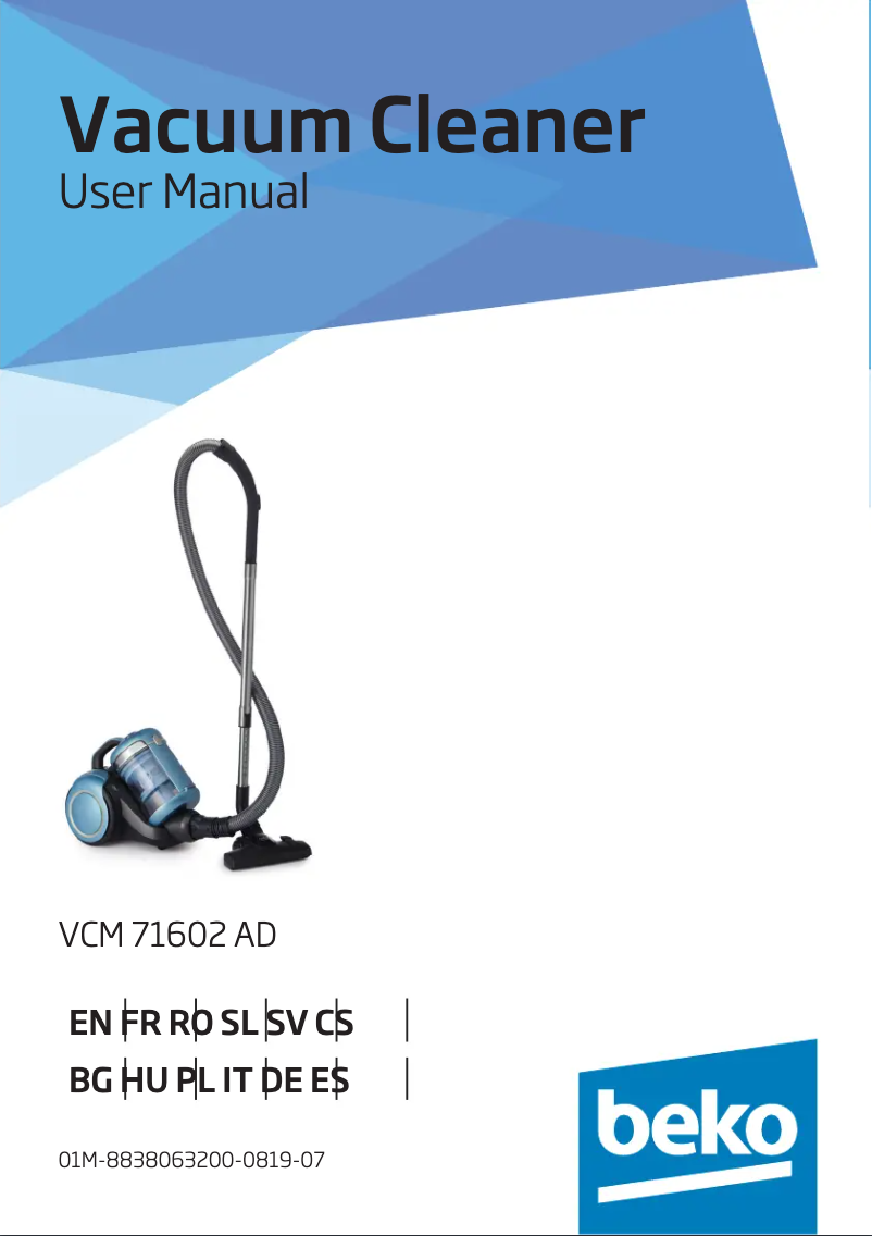 Page 1 de la notice Manuel utilisateur Beko VCM 71602 AD