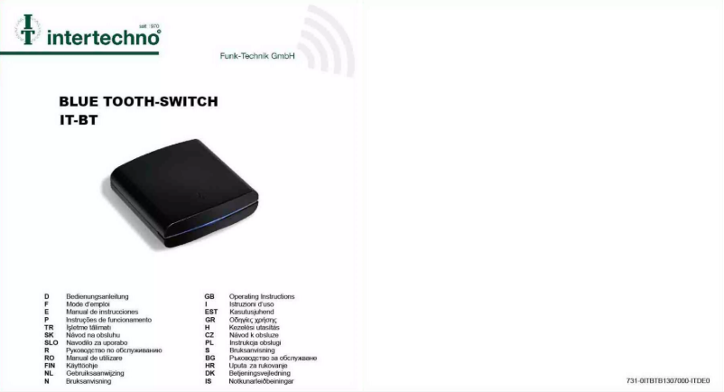 Page 1 of the manual User Manual Intertechno IT-BT