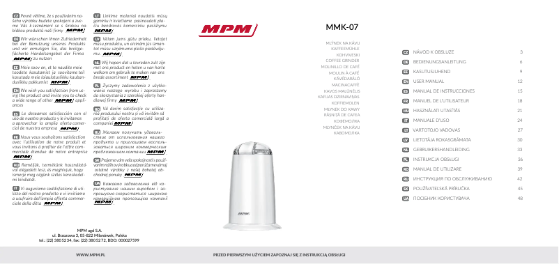 Page 1 de la notice Manuel utilisateur MPM MMK-07