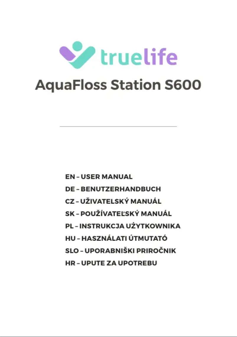 Page 1 de la notice Manuel utilisateur TrueLife AquaFloss Station S600