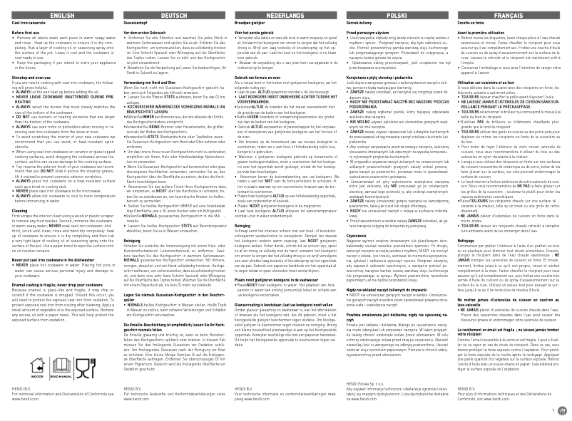Page 1 de la notice Fiche technique Hendi 626856