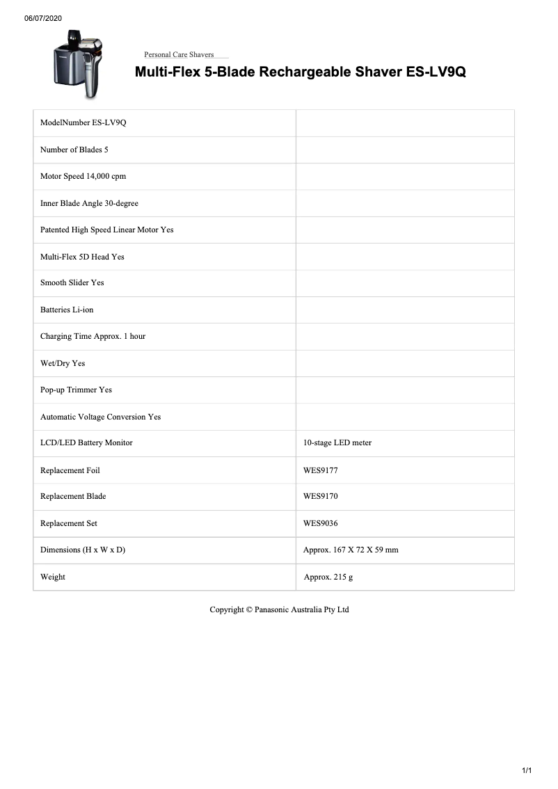 Image de la première page du manuel de l'appareil ES-LV9Q