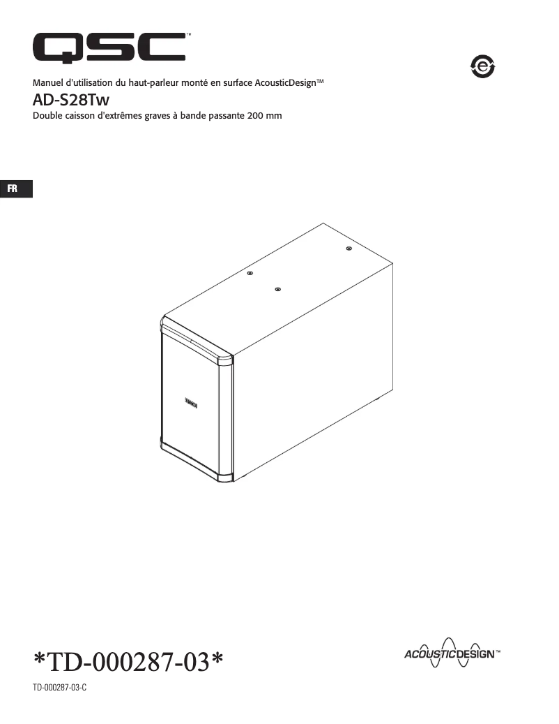 Page 1 de la notice Manuel utilisateur QSC AcousticDesign AD-S28Tw