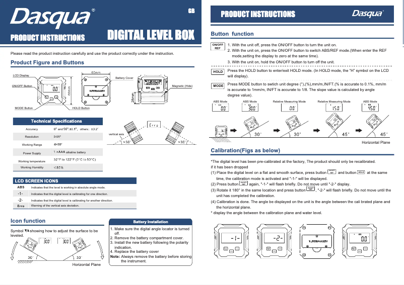Page 1 de la notice Manuel utilisateur Dasqua SB-010