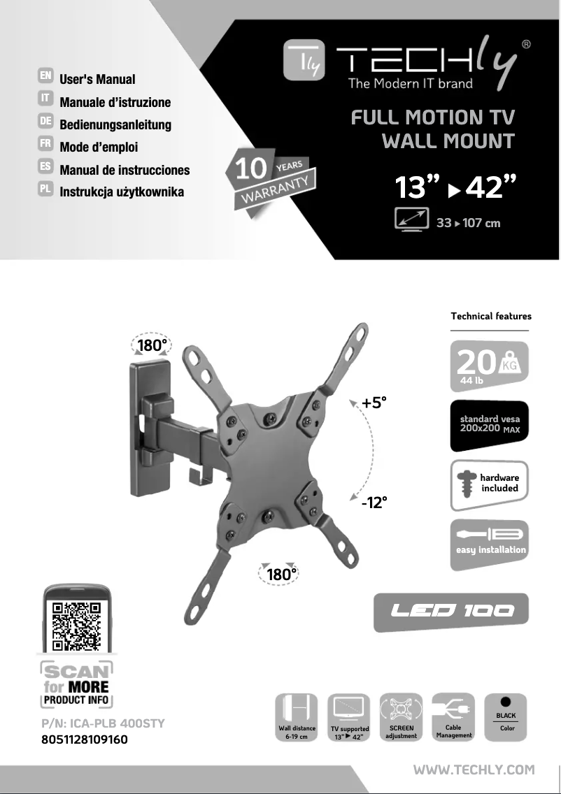 Page 1 de la notice Manuel utilisateur Techly ICA-PLB 400STY