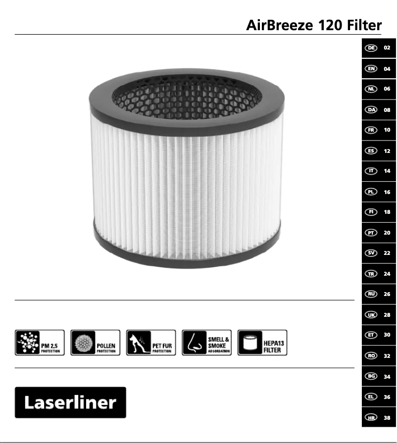 Image de la première page du manuel de l'appareil AirBreeze 120 Filter