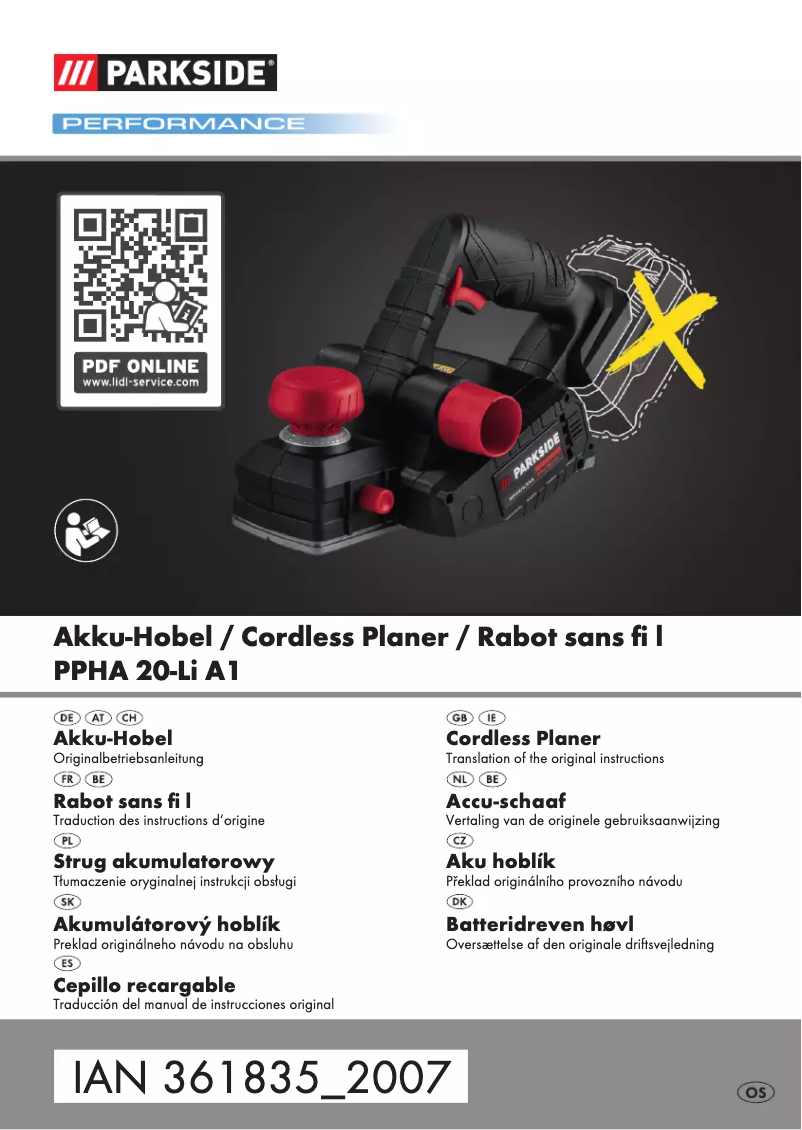 Page 1 of the manual User Manual Parkside PPHA 20-Li A1