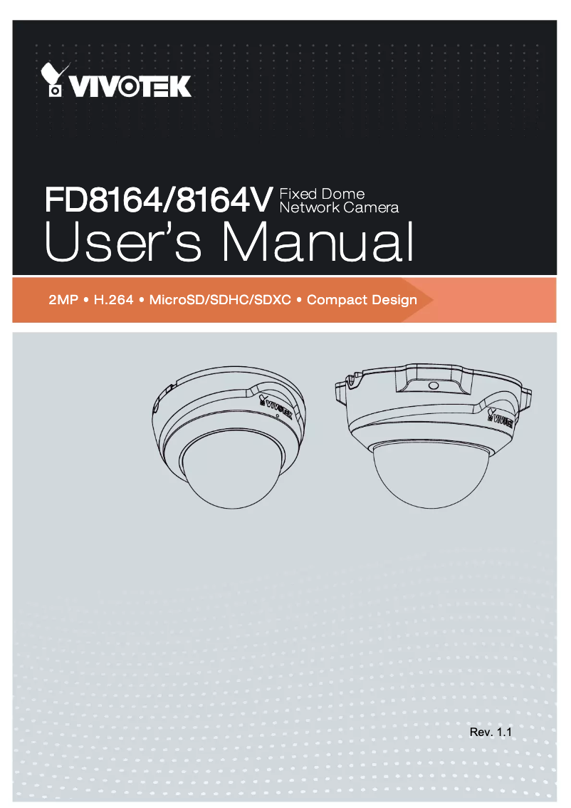 Page 1 de la notice Manuel utilisateur Vivotek FD8164-F3