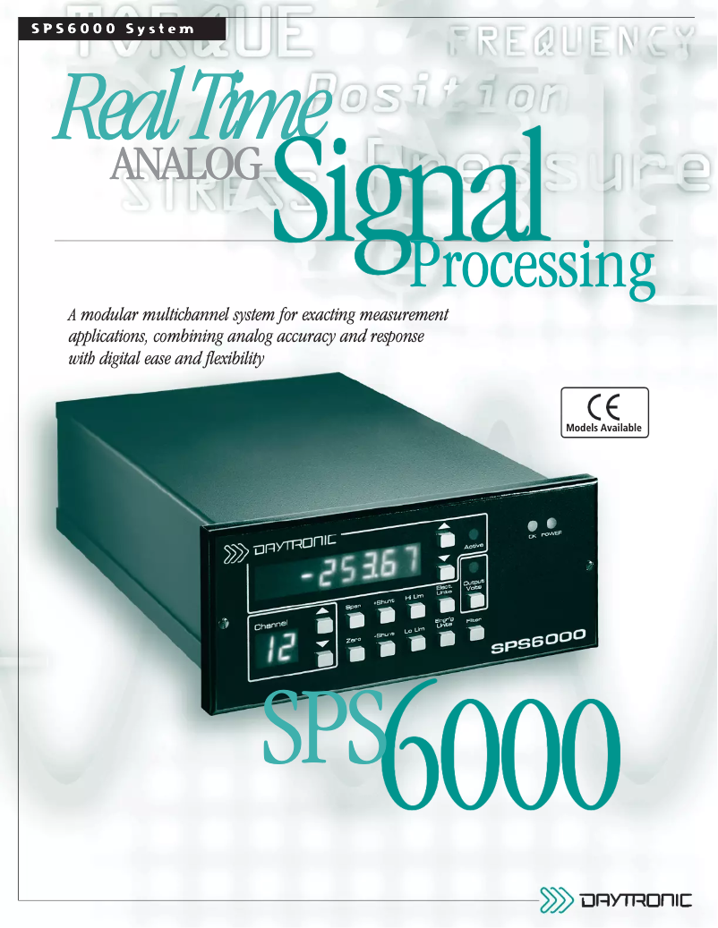 Page 1 de la notice Fiche technique Daytronic SPS6500