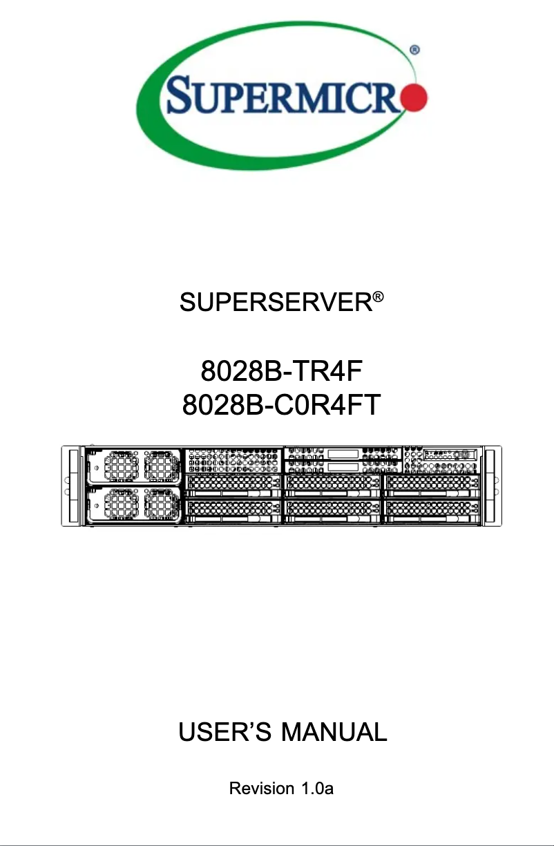Page 1 de la notice Manuel utilisateur Supermicro SuperServer 8028B-C0R4FT