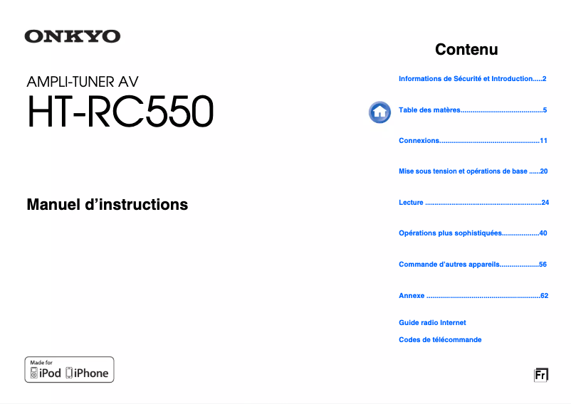 Page n°1 - Manuel utilisateur Onkyo HT-RC550