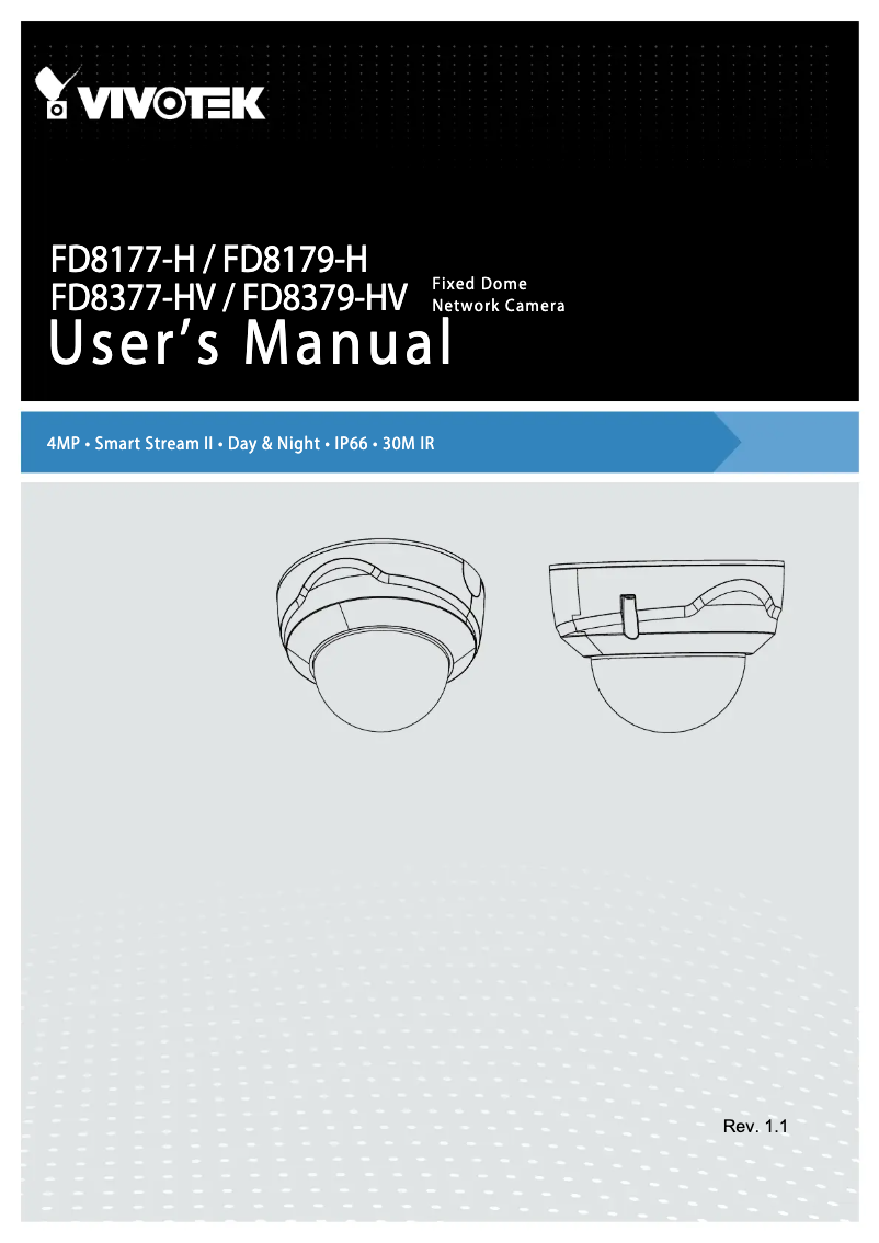 Page 1 de la notice Manuel utilisateur Vivotek Fixed Dome FD8179-H