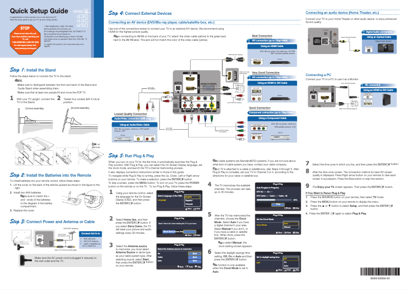 Page 1 de la notice Manuel utilisateur Samsung PN43D440
