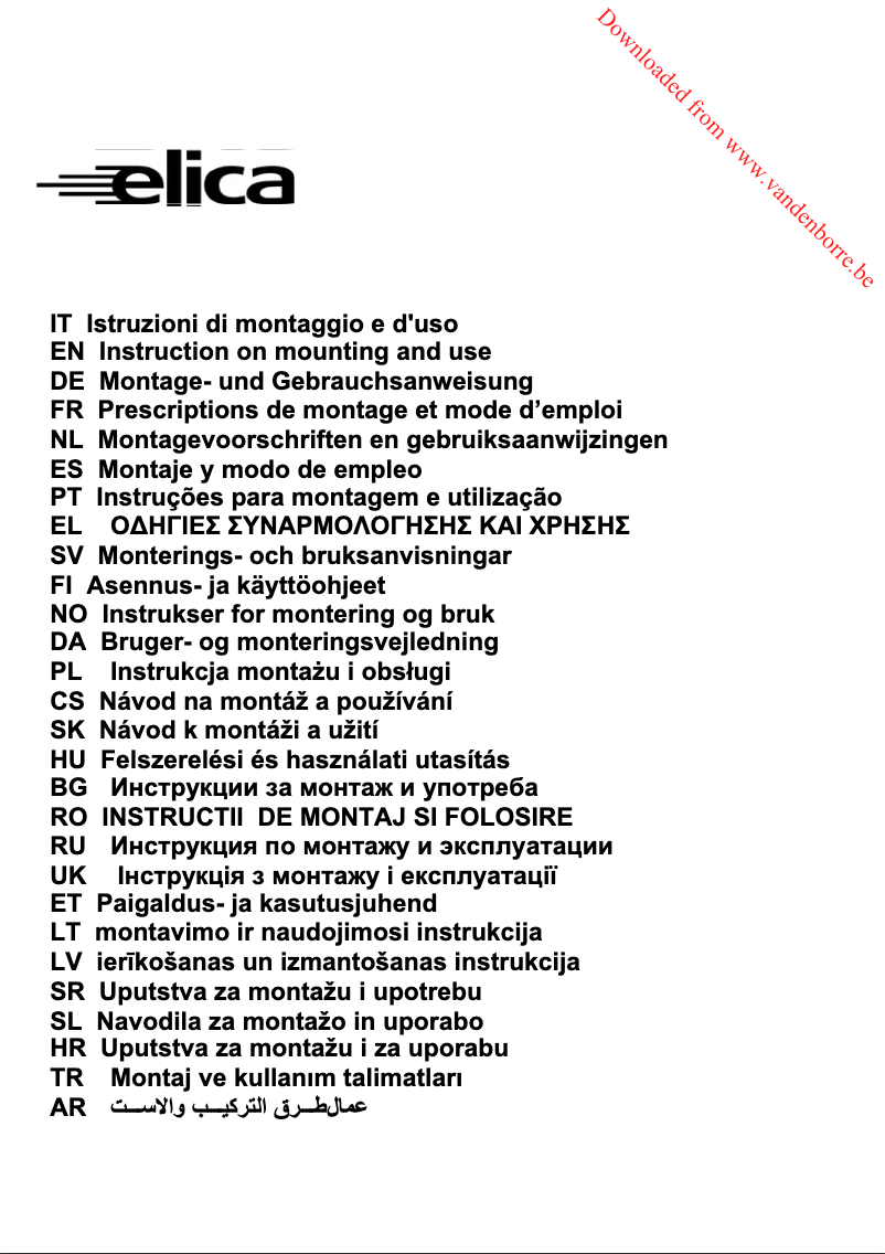 Page 1 de la notice Manuel utilisateur Elica Elle