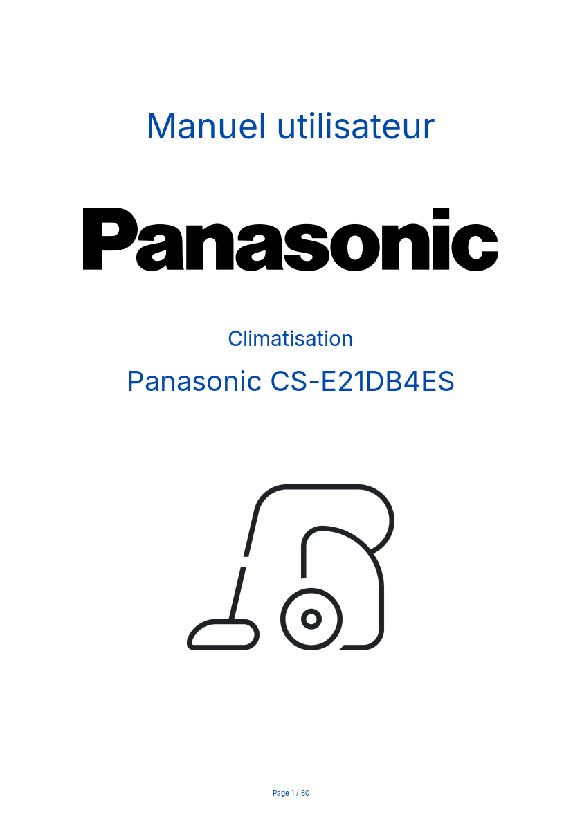 Page n°1 - Manuel utilisateur Panasonic CS-E21DB4ES