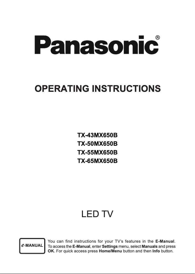 Página 1 del manual Manual de usuario Panasonic TX-50MX650B