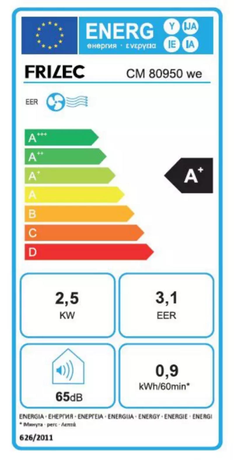 Page 1 de la notice Manuel utilisateur Frilec CM80950WE