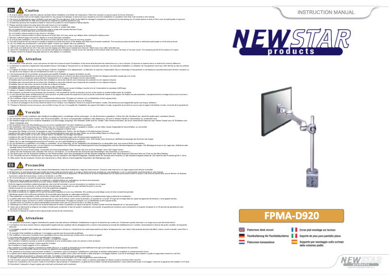 Page n°1 - Manuel utilisateur Newstar FPMA-D920D