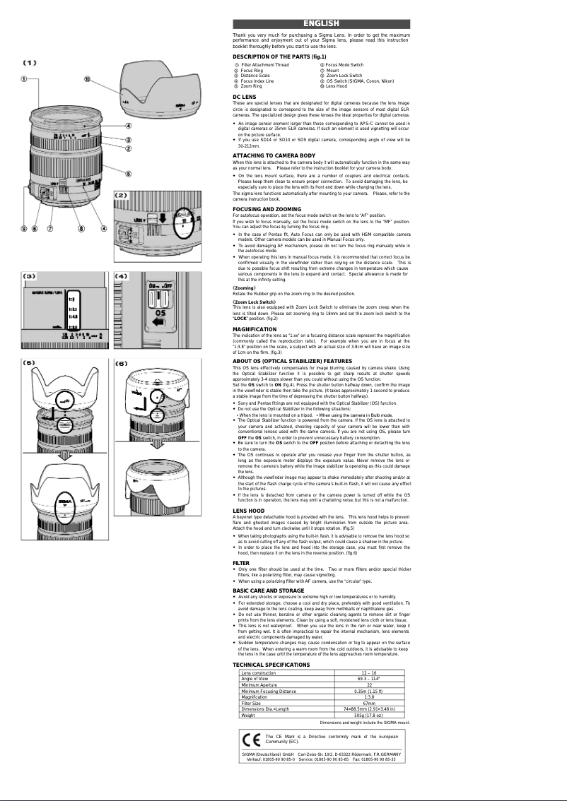 Página 1 del manual Manual de usuario Sigma 18-125mm F3.5-5.6 DC OS HSM
