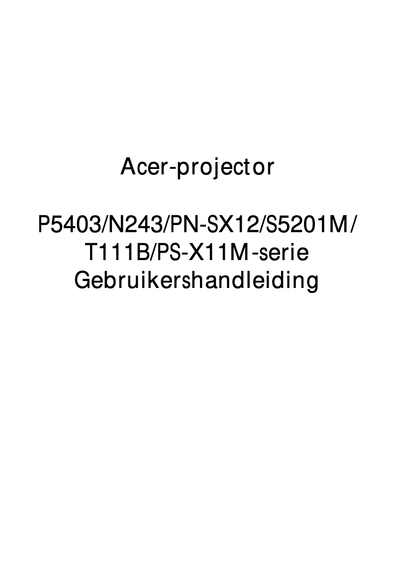Page n°1 - Manuel utilisateur Acer P5403
