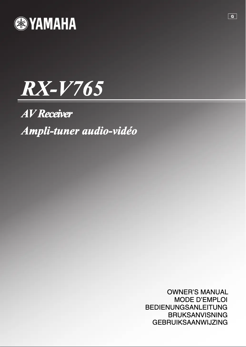 Image de la première page du manuel de l'appareil RX-V765