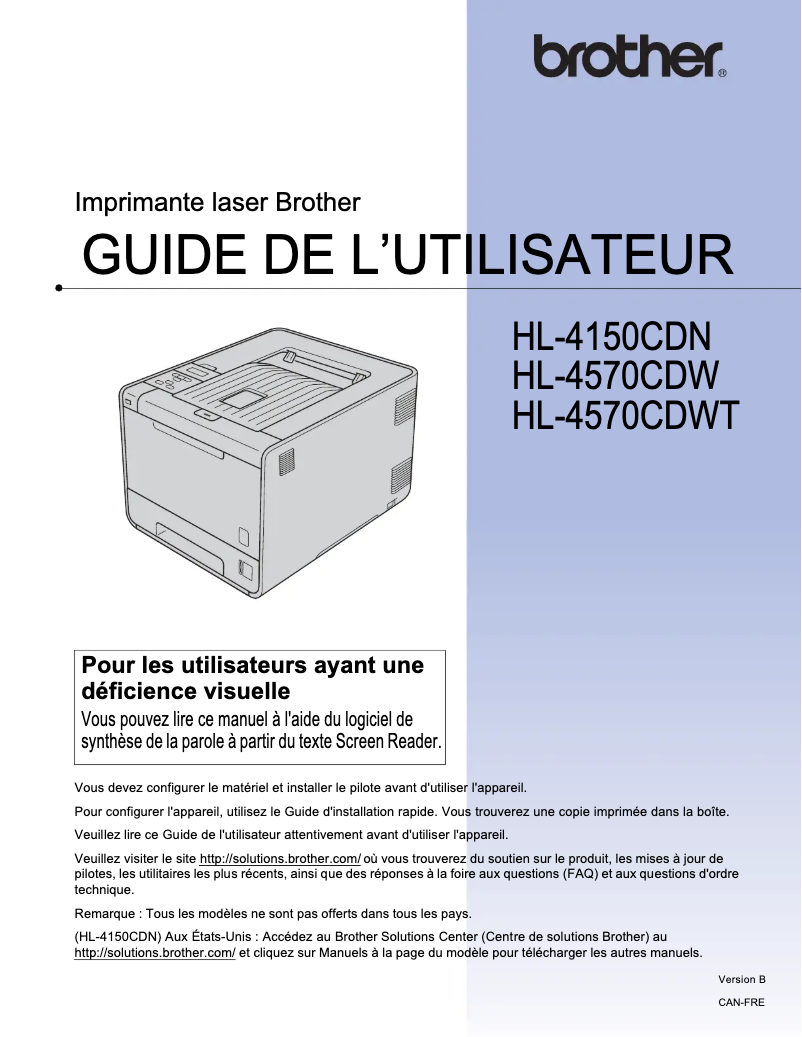 Page n°1 - Manuel utilisateur Brother HL-4570CDW