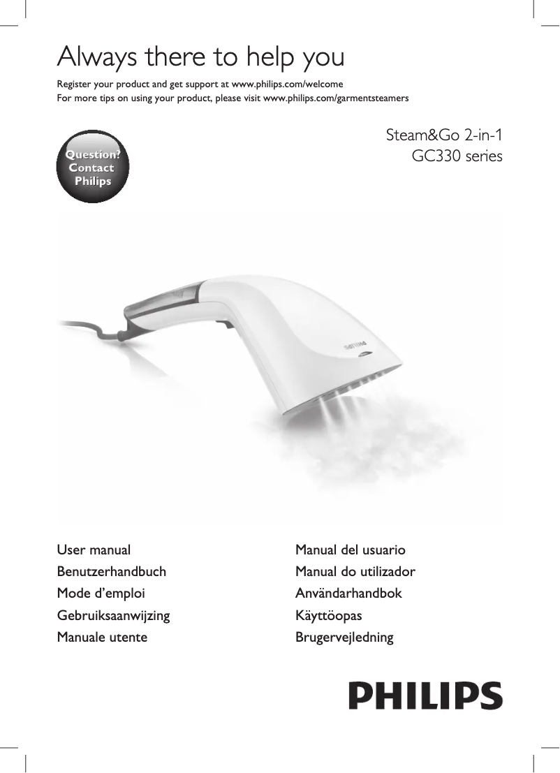 Page n°1 - Manuel utilisateur Philips Steam&Go GC332