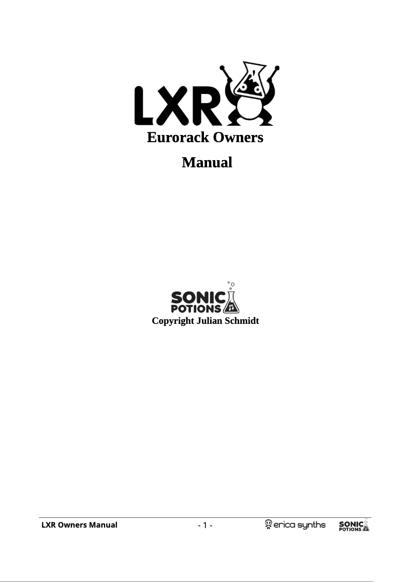 Page n°1 - Manuel utilisateur Erica Synths Sonic Potions LXR 7