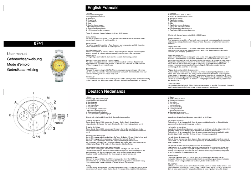 Page n°1 - Manuel utilisateur Davis 8741