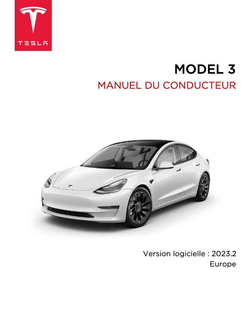 Page 1 de la notice Manuel utilisateur Tesla Model 3 (2022)